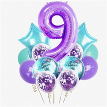 Mermaid Magic Party Kit: Enchanting 9th Birthday Decorations with Giant Purple N - $27.71