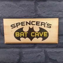 Personalised Bat Cave Sign, Batman Superhero Bedroom Door Decor Shed Pla... - $13.06