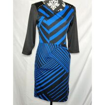 Stitch Btween Womens Sheath Dress Blue Geometric Stretch Scoop Neck 3/4 ... - $363.21 MXN
