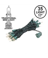 Clear 35 Light 17 Ft Long Green Wire Mini Lights - £11.80 GBP