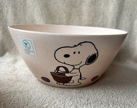 Peanuts Snoopy &amp; Woodstock Large Easter Bamboo Serving Pasta Salad Bowl New 10” - £21.10 GBP