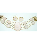 14k Yellow Gold Genuine Natural Rose Quartz Bracelet and Earring Set (#J... - $3,048.26 CAD