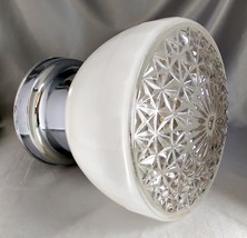 Vintage White Milk Glass / Clear Faceted Ceiling Light w/ Chrome Mount (... - £23.21 GBP