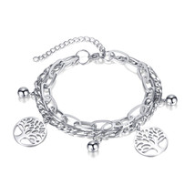 Personalized Cold Style Tree Of Life Twin Titanium Steel Bracelet For Women - £9.48 GBP