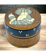 Vtg Round Hand Painted Wood Gray Cat Small Trinket Box 2 1/8&quot; x 2&quot; - $17.95