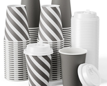 Paper Coffee Cups 100 Pack 12 Oz, Disposable Printed Drinking Cups with ... - £32.73 GBP