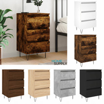 Modern Wooden Bedside Table Cabinet Nightstand With 3 Storage Drawers Iron Legs - £43.38 GBP+