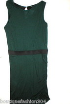 New Womens NWT MNG Mango Dark Green Black Dress Large L Back Color Block Belted  - £54.36 GBP
