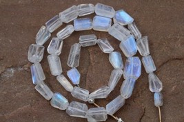 35 pieces faceted white rainbow moonstone nugget fancy gemstone beads 7 -- 11 mm - £53.33 GBP