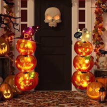 2 Pcs 44 Inch Halloween Pumpkin Outdoor Decorations Indoor Yard Sign Plastic Sta - £35.71 GBP
