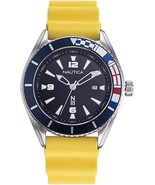 NAUTICA N83 Urban Surf Yellow Silicone rubber Strap steel Men's Watch NAPUSS904 - $79.95