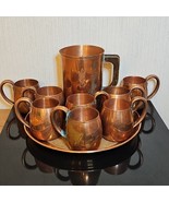 Vtg West Bend Solid Copper Beverage Service Set Pitcher 8 Mugs Tray USA ... - $150.70