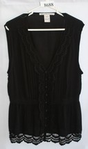 AMERIAN RAG CIE ENTRY BLACK SLEEVELESS TOP WITH LACE  L #8688 - £7.43 GBP