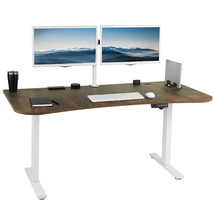 VIVO Electric 63 x 32 Standup Desk, Rustic Vintage Brown Tabletop, White... - £439.08 GBP