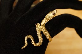 Vintage Costume Jewelry Sterling Gold Plated Snake Wrapped Ring Size 7.5 - £19.77 GBP