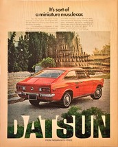 Nissan Datsun Miniature Musclecar red Compact -1972 Vintage Print Ad - $181.50 MXN
