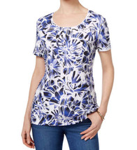 Karen Scott Womens Petite Floral Print Top Size X-Large/Petite Color Orchid Blue - £27.31 GBP