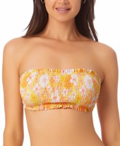 MSRP $20 California Waves Juniors Smocked Bandeau Bikini Top Yellow Size Small - £5.72 GBP