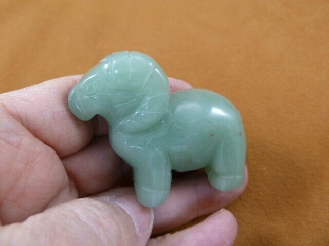 (Y-RAM-720) little Green aventurine RAM SHEEP gemstone FIGURINE BIGHORN ... - $23.36