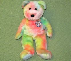 Vintage Ty B EAN Ie Buddy Birthday Bear Teddy B EAN Bag Stuffed Animal Tye Dye 2000 - £8.61 GBP