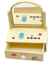 Vintage Sanrio Mini Dresser Trinket Box 1978 Vanity Mirror Elephant Japan Cream - £16.89 GBP