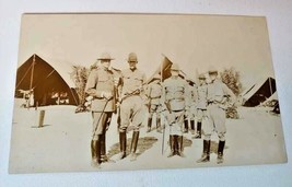 WWI US Army Officers w/ sidearm American Flag & Riding Crop AEF RPPC Postcard  - $19.75