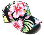 Floral Hawaiian Sublimated All Over Print Adjustable Curved Bill Hat (Bl... - $12.69