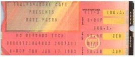 Vintage Dave Mason Ticket Stub January 17 1985 Buffalo New York Tralfamadore Caf - £28.76 GBP