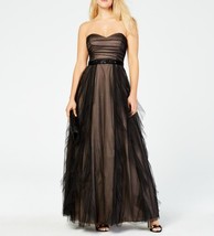 Teeze Me Juniors Strapless Mesh Gown Black Nude Size 7/8 - £14.81 GBP