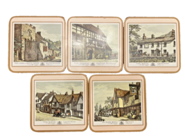 Coasters Old English Inns Pimpernel Cork Backed Set of 5 Vintage - £9.49 GBP