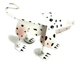 Dalmatian Dalmation Dog Figurine Bouncy Metal Black White Spots 4&quot; Tall - $24.95