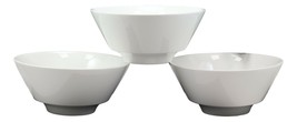 Contemporary Large White Porcelain Trapezoid Round Bowls 44oz 8.5&quot;Dia Set Of 3 - £29.09 GBP