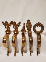 5 Vintage Solid Brass Christmas Stocking Hangers Holders Angel Tree Sant... - $173.25