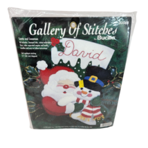 Vintage 1996 Bucilla Santa And Snowman Felt Christmas Stocking Kit New 33588 - £29.27 GBP