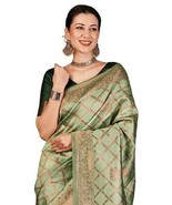 Women&#39;s Banarasi Jacquard Soft Kanjeevaram Saree With Unstitched Blouse ... - $25.89 CAD