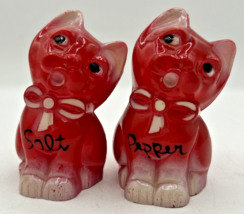 Vintage Retro Salt and Pepper Shakers Anthropomorphic Plastic Red Cats U260/34 - £19.05 GBP