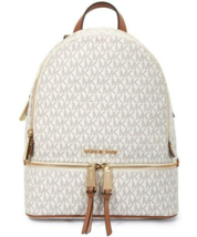 Michael Kors Rhea Zip Med Backpack Vanilla Logo Signature Travel Schoolnwt! - £181.97 GBP