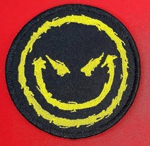 Evil / Demented Smiley Face Iron On Sew On Embroidered Patch 3&quot; X 3&quot; - $4.99