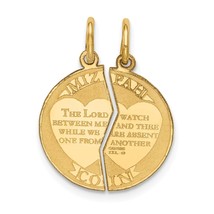14K Yellow Gold Mizpah Charm Pendant Jewish Jewelry - £99.34 GBP