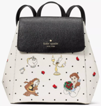 Kate Spade Disney Beauty and the Beast Flap Backpack KE566 White Black $429 FS - £141.61 GBP