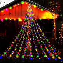 Aokudoni Outdoor Christmas Decorations 12.6Ft 350LED Waterfall Lights, 8 Modes C - £39.18 GBP