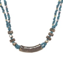 Vintage Multi Strand Blue Bead Stones Religious Bible Verse Necklace Jew... - $19.81