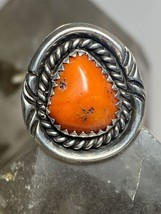 Coral ring size 6.75 Navajo  sterling silver women girls - £69.63 GBP