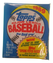 Rare 1989 Topps Baseball Card Tamper-proof Cellophane Wax pack -.15 card a Pack - £2.38 GBP