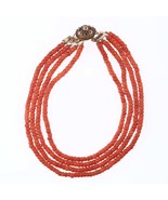 Antique chinese coral choker necklace with 14k gold clasp - $651.42