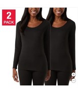 32 Degrees Womens T-Shirts Black 2-Pack Heat Long Sleeves Stretch Soft A... - €30,06 EUR