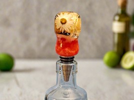 Vibrant Pink and Clear Resin Dried Daisy Flower Bottle Stopper with a Ch... - $44.99