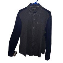 Banana Republic Luxury Brushed Cotton Button Down Shirt Navy Blue Gray M... - $10.32