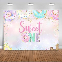 Sweet One Donut Birthday Backdrop, Donut First Birthday Party Decoration... - £22.02 GBP