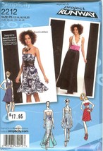 Simplicity 2212 Project Runway Misses Dress 2 Lengths Bodice Variations 12-20 FF - £8.34 GBP